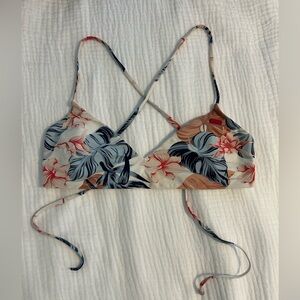 Roxy Floral Bikini Top with Strappy Back